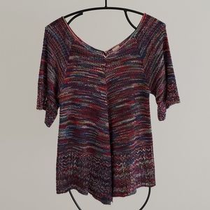 V neck sweater, loose knit, multi color